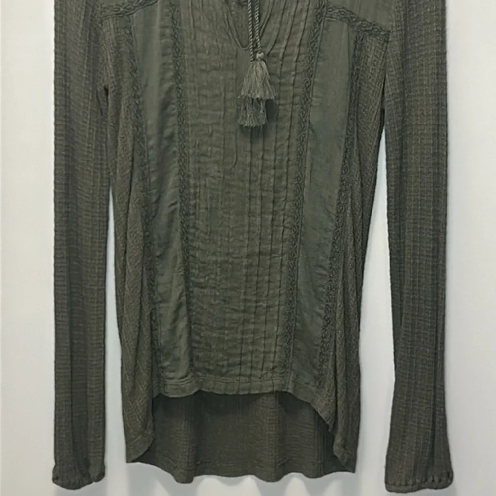 Lucky Brand Drop Needle Top- Dark Aloe-Linen Blend- Women's Small - Picture 8 of 16